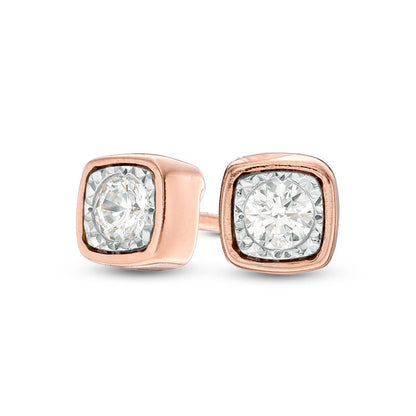 0.17 CT. T.W. Diamond Solitaire Cushion-Shaped Stud Earrings in 10K Rose Gold