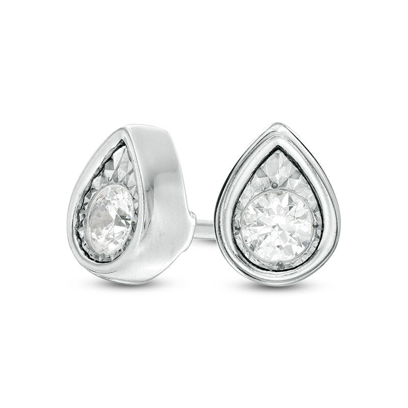0.17 CT. T.W. Diamond Solitaire Teardrop Stud Earrings in 10K White Gold
