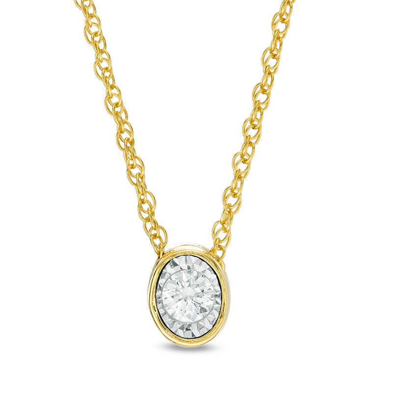 0.17 CT. Natural Clarity Enhanced Solitaire Oval-Shaped Pendant in 10K Yellow Gold