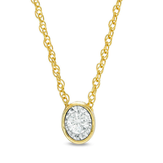 0.17 CT. Natural Clarity Enhanced Solitaire Oval-Shaped Pendant in 10K Yellow Gold