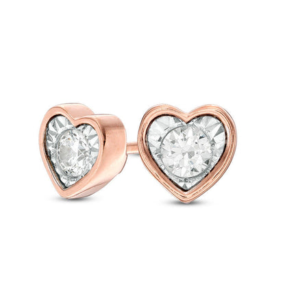 0.17 CT. T.W. Diamond Solitaire Heart-Shaped Stud Earrings in 10K Rose Gold
