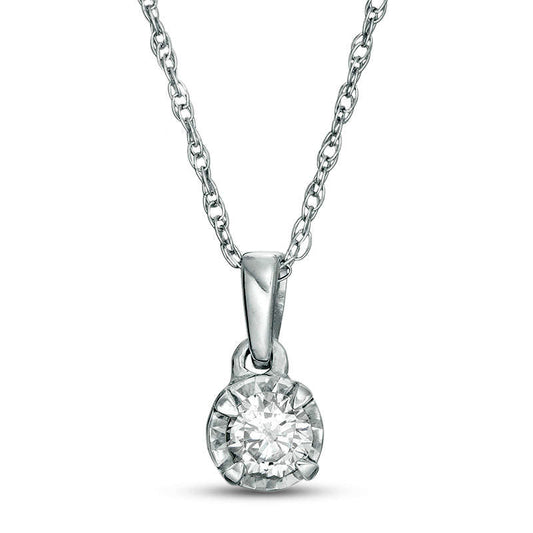 0.17 CT. Natural Clarity Enhanced Solitaire Pendant in 10K White Gold