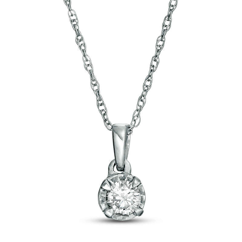 0.17 CT. Natural Diamond Solitaire Pendant in Sterling Silver