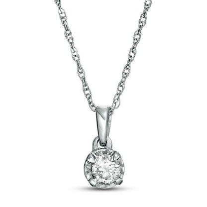 0.17 CT. Natural Diamond Solitaire Pendant in Sterling Silver