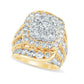 110 CT. T.W. Composite Natural Diamond Double Cushion Frame Multi-Row Engagement Ring in Solid 14K Gold