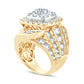 110 CT. T.W. Composite Natural Diamond Double Cushion Frame Multi-Row Engagement Ring in Solid 14K Gold