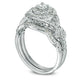 0.88 CT. T.W. Natural Diamond Bypass Double Frame Twist Bridal Engagement Ring Set in Solid 10K White Gold