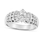 0.88 CT. T.W. Oval Natural Diamond Multi-Row Engagement Ring in Solid 14K White Gold (J/SI2)