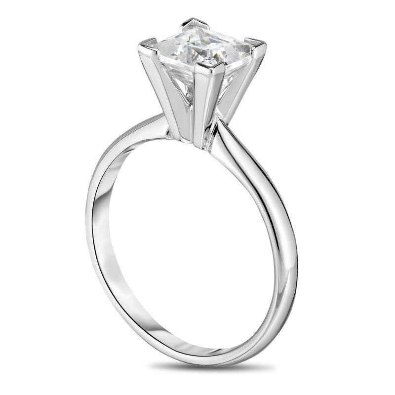 1.33 CT. Certified Princess-Cut Natural Clarity Enhanced Diamond Solitaire Engagement Ring in Solid 14K White Gold (I/SI2)