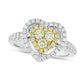 1.20 CT. T.W. Composite Yellow and White Natural Diamond Double Heart-Shaped Frame Ring in Solid 18K Two-Tone Gold (SI1)