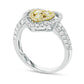1.20 CT. T.W. Composite Yellow and White Natural Diamond Double Heart-Shaped Frame Ring in Solid 18K Two-Tone Gold (SI1)