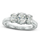 1.5 CT. T.W. Oval Natural Diamond Three Stone Engagement Ring in Solid 14K White Gold