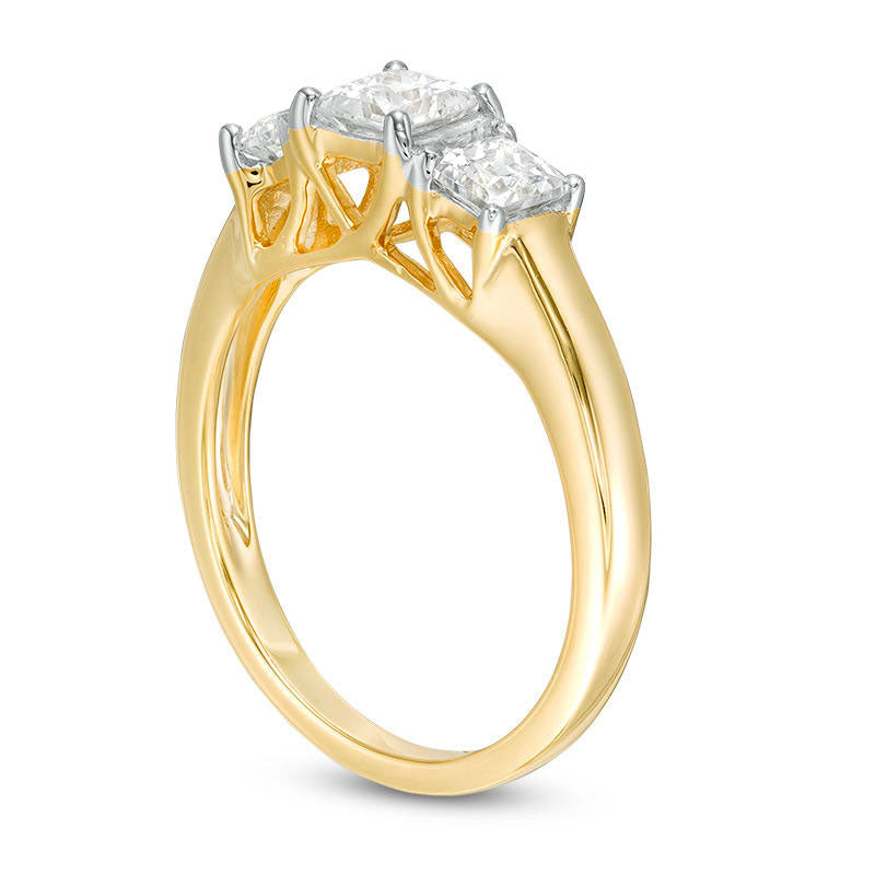 1.0 CT. T.W. Princess-Cut Natural Diamond Three Stone Engagement Ring in Solid 14K Gold