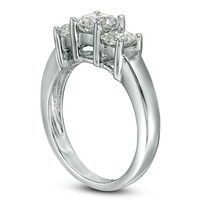 1.5 CT. T.W. Princess-Cut Natural Diamond Three Stone Engagement Ring in Solid 14K White Gold