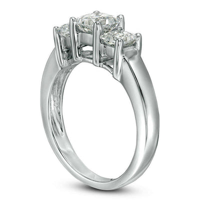 1.5 CT. T.W. Princess-Cut Natural Diamond Three Stone Engagement Ring in Solid 14K White Gold
