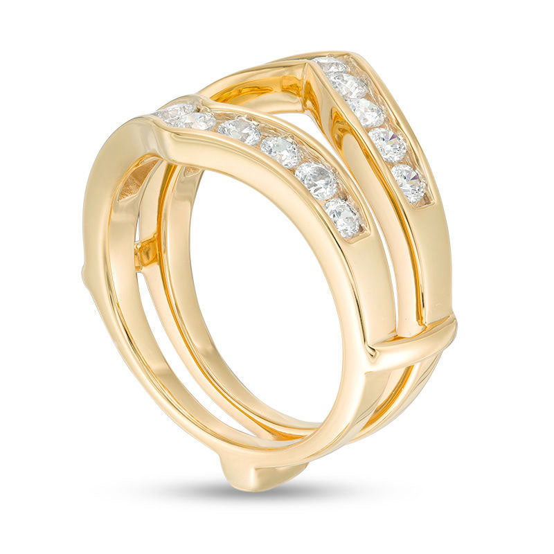 1.0 CT. T.W. Natural Clarity Enhanced Diamond Chevron Solitaire Enhancer in Solid 14K Gold