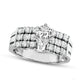 1.5 CT. T.W. Pear-Shaped Natural Diamond Multi-Row Engagement Ring in Solid 14K White Gold (J/SI2)