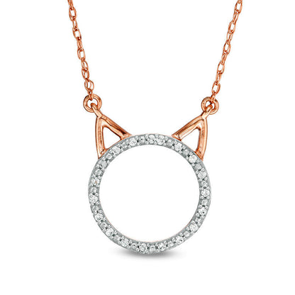 0.05 CT. T.W. Natural Diamond Cat Necklace in 10K Rose Gold
