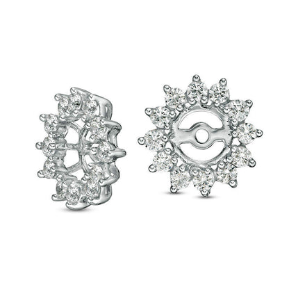 1 CT. T.W. Diamond Sunburst Frame Earring Jackets in 14K White Gold