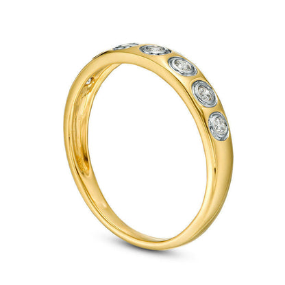 0.17 CT. T.W. Natural Diamond Bezel-Set Seven Stone Anniversary Band in Solid 10K Yellow Gold