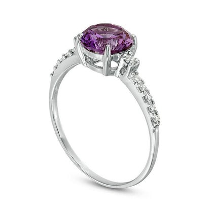 7.0mm Lab-Created Alexandrite and 0.13 CT. T.W. Diamond Engagement Ring in Solid 10K White Gold