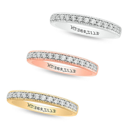 0.25 CT. T.W. Natural Diamond Antique Vintage-Style Engravable Anniversary Band in Solid 10K White, Yellow or Rose Gold (1 Line)