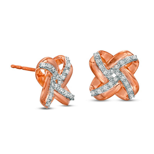 0.1 CT. T.W. Diamond Love Knot Stud Earrings in 10K Rose Gold