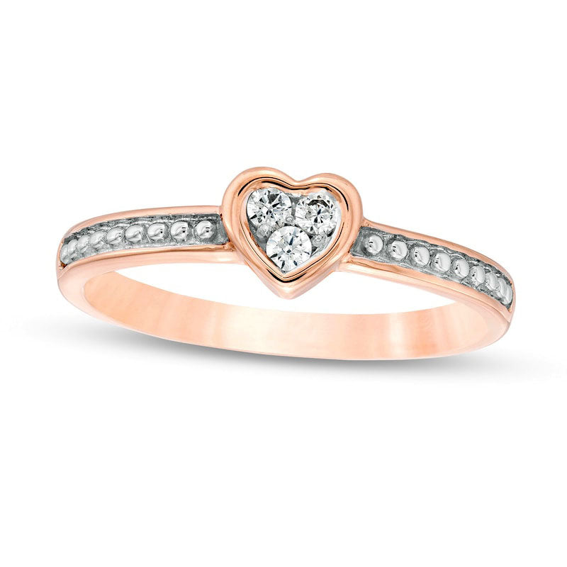 0.07 CT. T.W. Natural Diamond Heart-Shaped Ring in Solid 10K Rose Gold