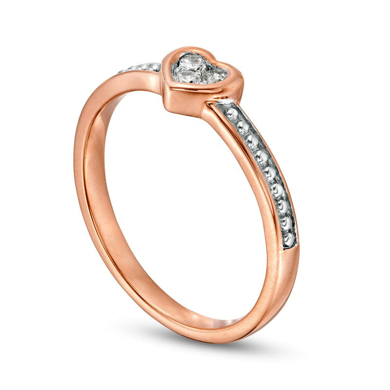 0.07 CT. T.W. Natural Diamond Heart-Shaped Ring in Solid 10K Rose Gold