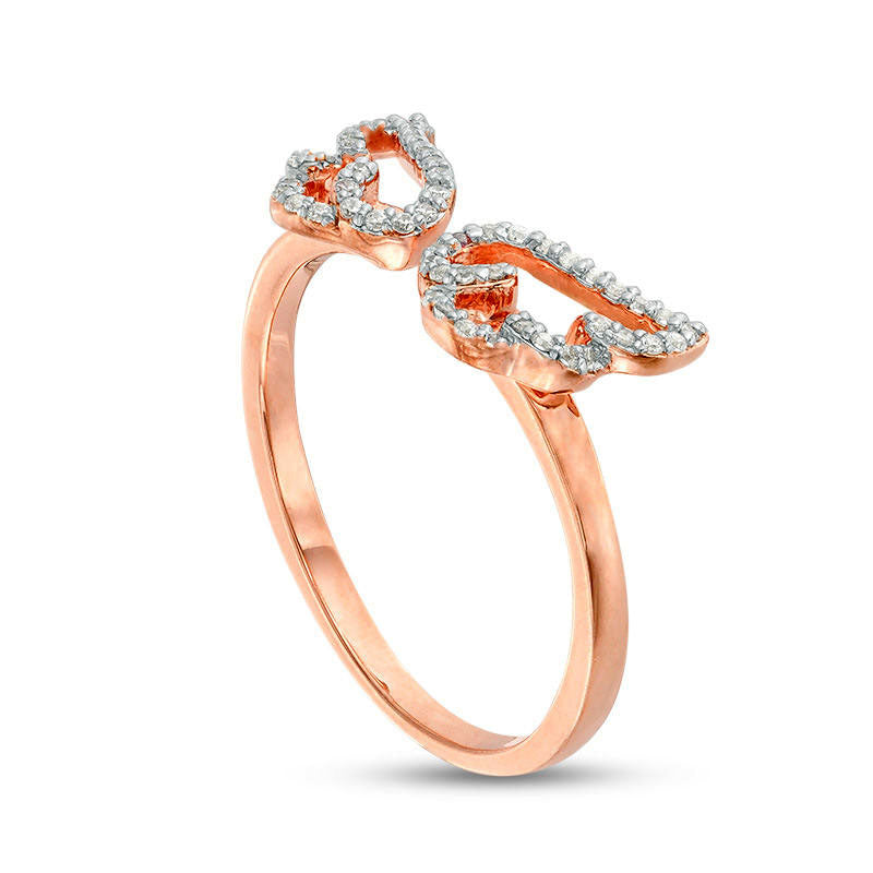 0.17 CT. T.W. Natural Diamond Open Wings Ring in Solid 10K Rose Gold