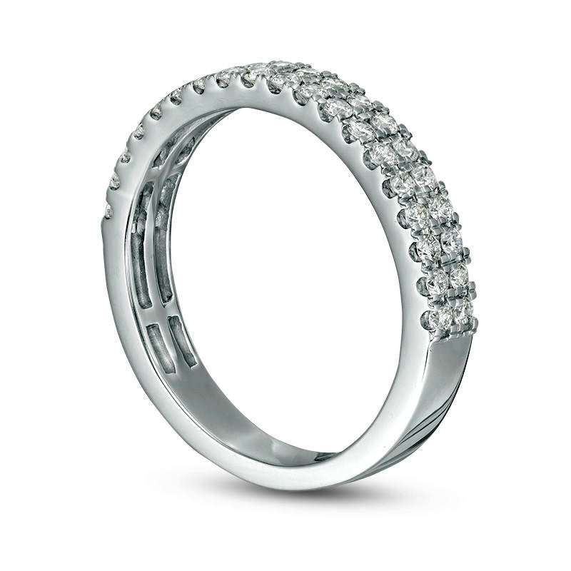 0.50 CT. T.W. Certified Natural Diamond Double Row Anniversary Band in Solid 10K White Gold (I/I1)