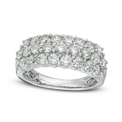 2.0 CT. T.W. Natural Diamond Multi-Row Band in Solid 18K White Gold