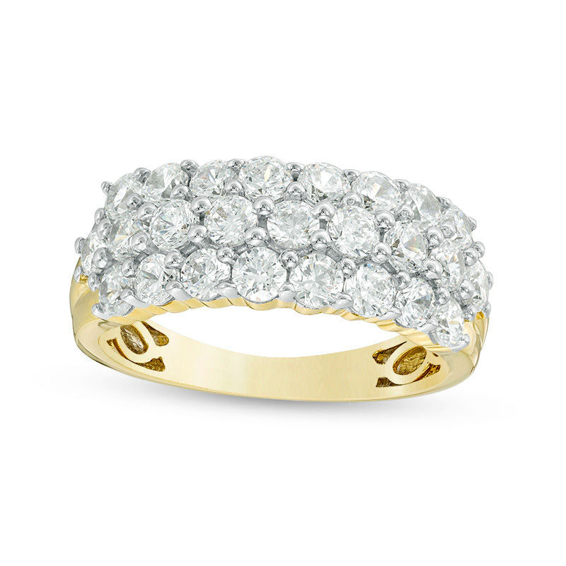 2.0 CT. T.W. Natural Diamond Multi-Row Band in Solid 18K Gold