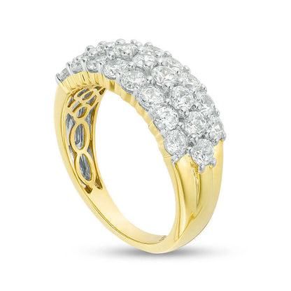 2.0 CT. T.W. Natural Diamond Multi-Row Band in Solid 18K Gold