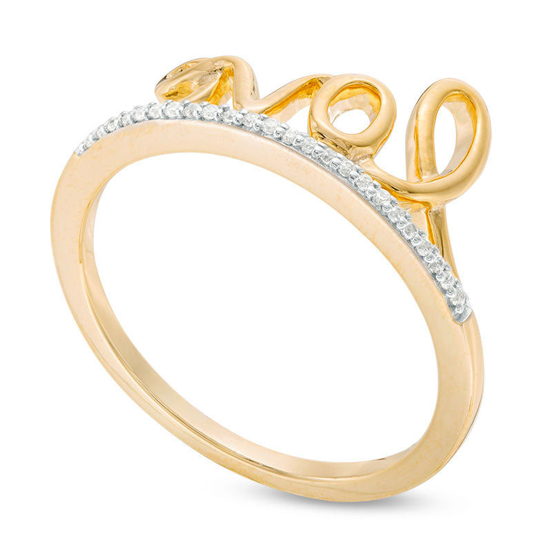 0.07 CT. T.W. Natural Diamond love" Ring in Sterling Silver and Solid 14K Gold Plate"