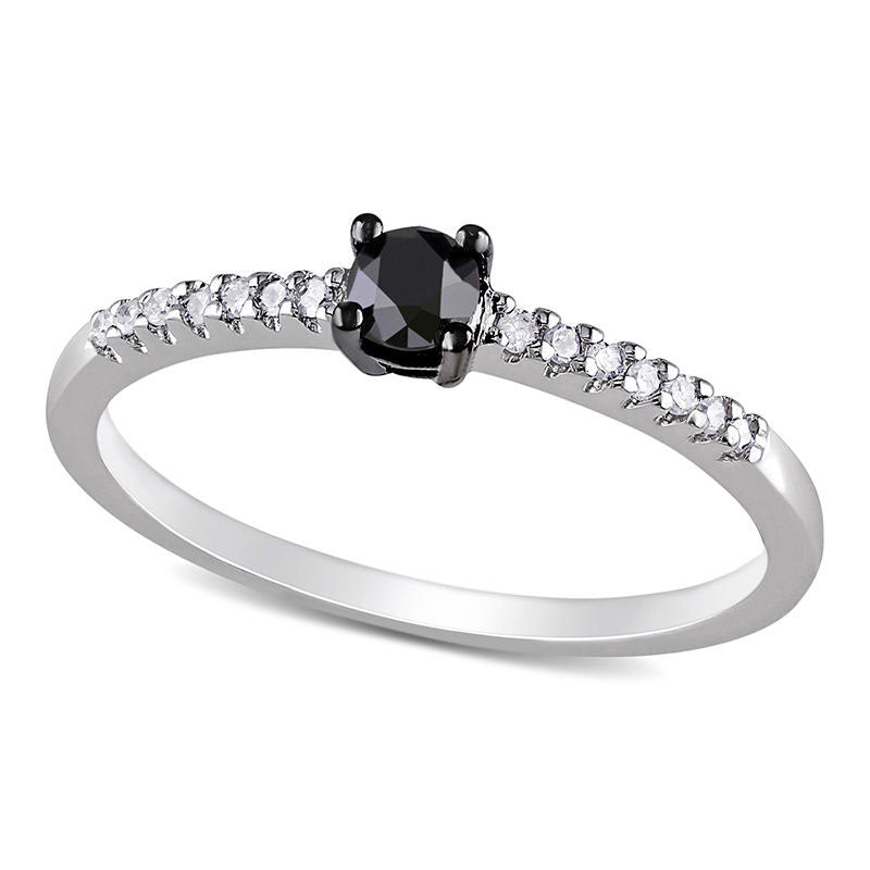 0.25 CT. T.W. Enhanced Black and White Natural Diamond Promise Ring in Solid 10K White Gold