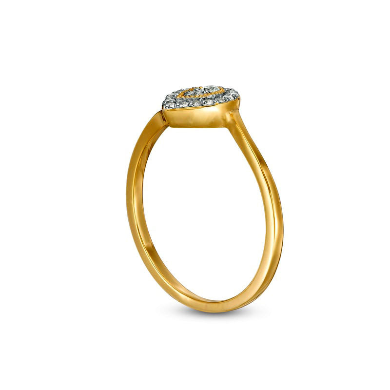 0.17 CT. T.W. Natural Diamond Teardrop Frame Promise Ring in Solid 10K Yellow Gold