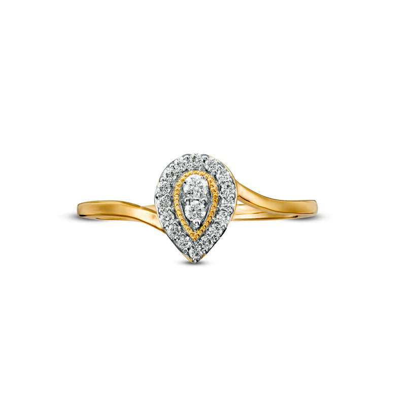 0.17 CT. T.W. Natural Diamond Teardrop Frame Promise Ring in Solid 10K Yellow Gold