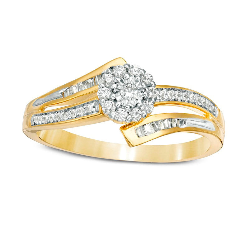 0.25 CT. T.W. Composite Natural Diamond Bypass Promise Ring in Solid 10K Yellow Gold