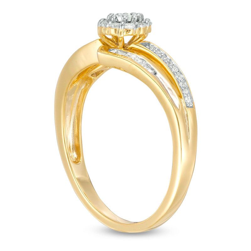 0.25 CT. T.W. Composite Natural Diamond Bypass Promise Ring in Solid 10K Yellow Gold