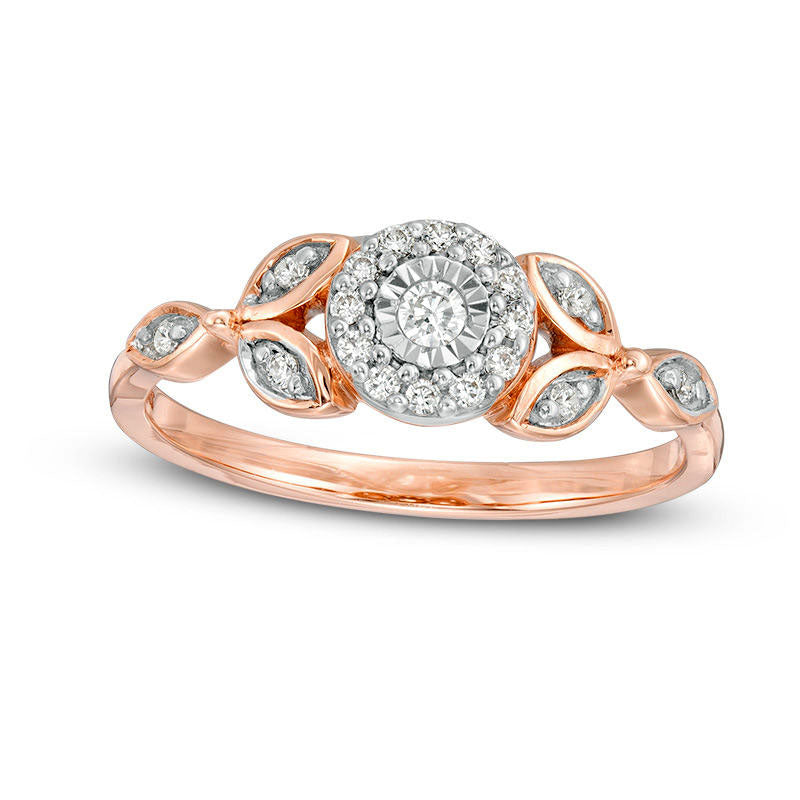 0.20 CT. T.W. Natural Diamond Leaves Promise Ring in Solid 10K Rose Gold