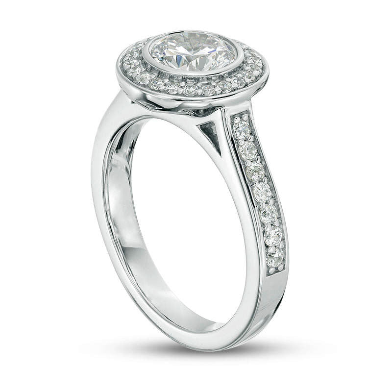 1.38 CT. T.W. Natural Diamond Frame Engagement Ring in Solid 18K White Gold (I/SI2)