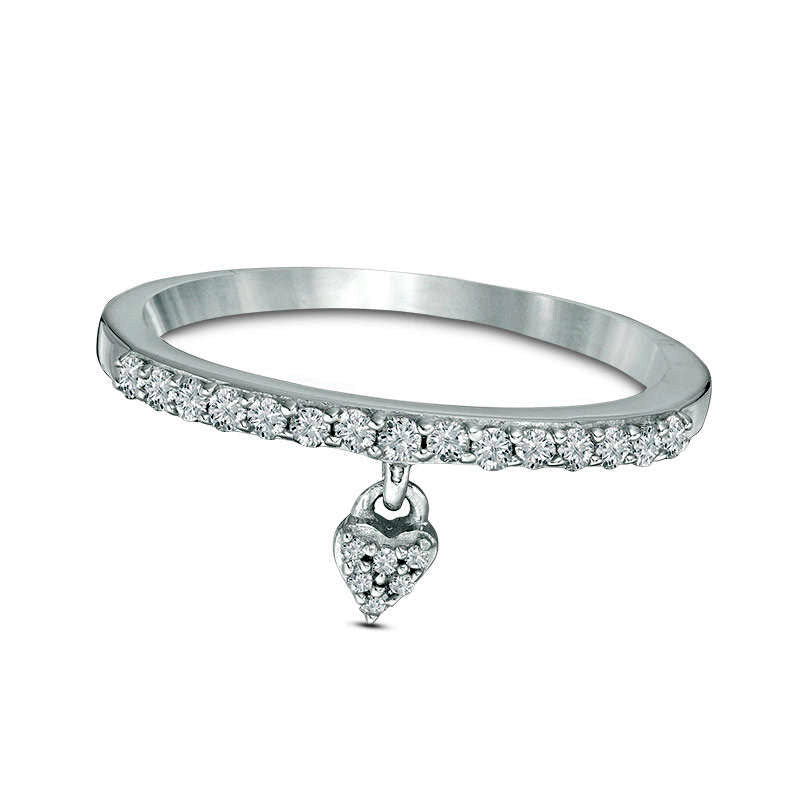 0.20 CT. T.W. Natural Diamond Heart Charm Ring in Sterling Silver