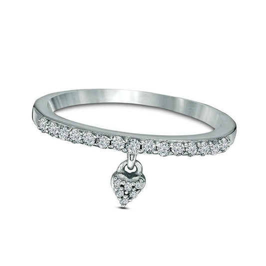 0.20 CT. T.W. Natural Diamond Heart Charm Ring in Sterling Silver