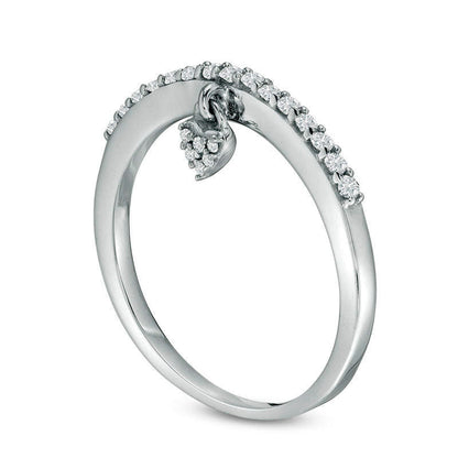 0.20 CT. T.W. Natural Diamond Heart Charm Ring in Sterling Silver