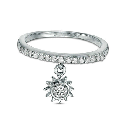 0.20 CT. T.W. Natural Diamond Sun Charm Ring in Sterling Silver