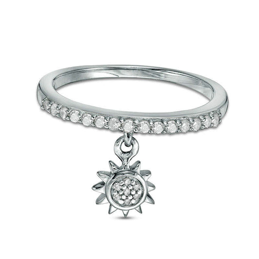 0.20 CT. T.W. Natural Diamond Sun Charm Ring in Sterling Silver