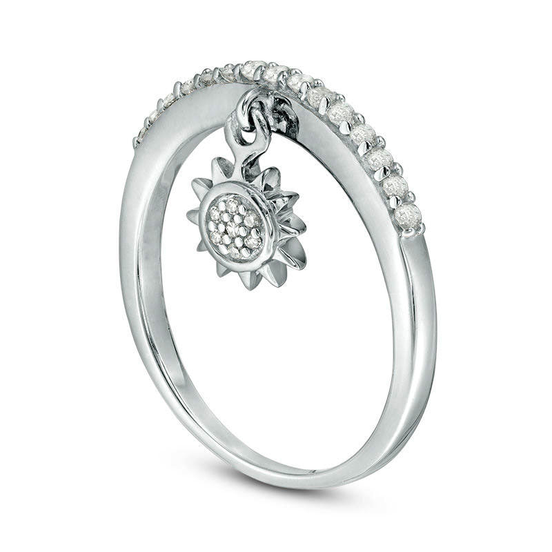 0.20 CT. T.W. Natural Diamond Sun Charm Ring in Sterling Silver