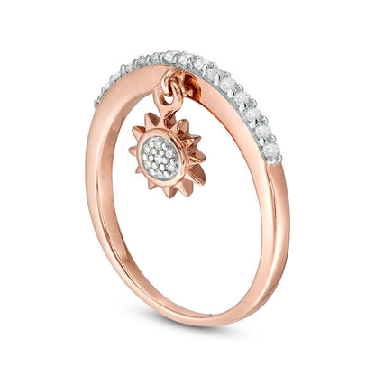 0.20 CT. T.W. Natural Diamond Sun Charm Ring in Sterling Silver with Solid 14K Rose Gold Plate