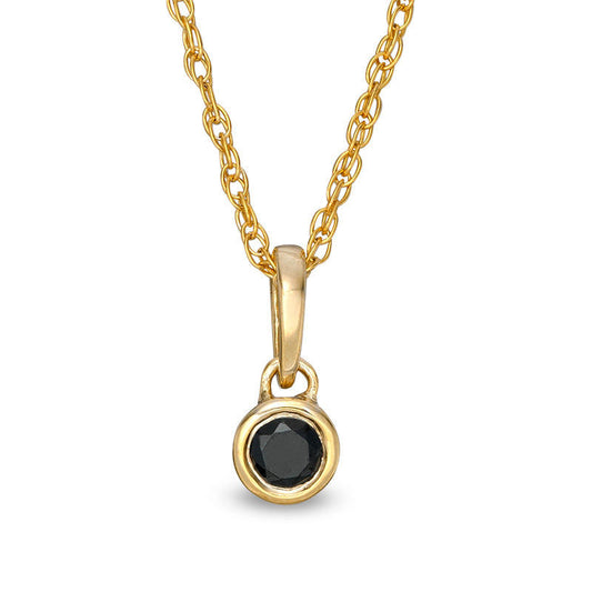 0.1 CT. Enhanced Black Natural Clarity Enhanced Solitaire Bezel-Set Pendant in 10K Yellow Gold